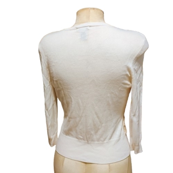 Cache Vintage Ivory Lace Overlay Cardigan Sweater Women’s S Cottagecore - Picture 6 of 8